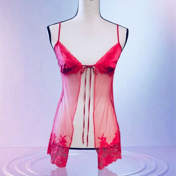 Victoria Secret Silk Mesh Flyaway Lingerie in Pink XS - Picture 1 of 9